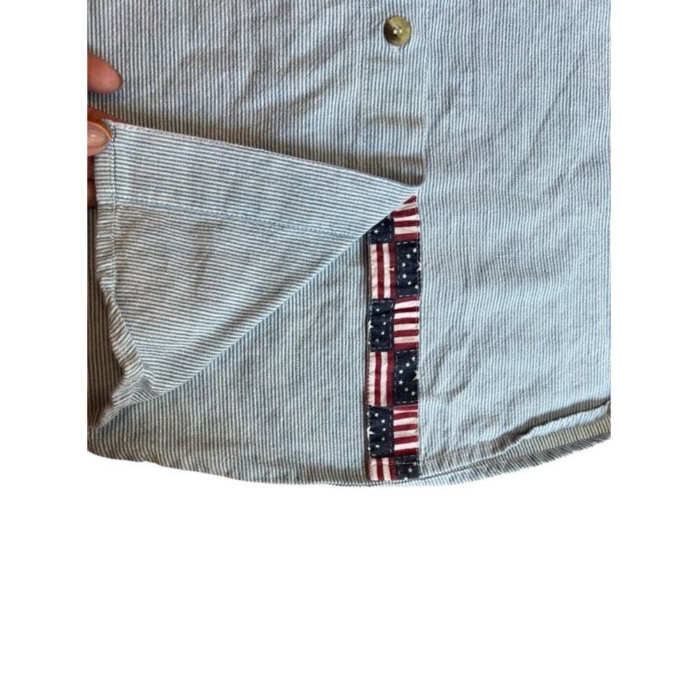 Casey & Max Women's Appliques Blouse Cottage Striped USA Flag Print Size Large - Picture 5 of 8